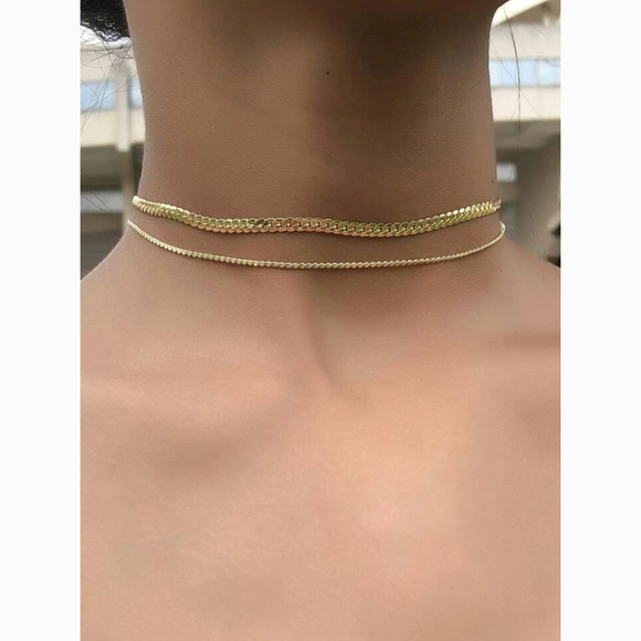 Anthropologie Jewelry - 3/$30 Gold Simple Snake Choker 2 Necklace Set